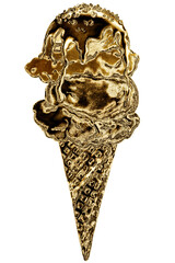 Gold ice cream cone sticker  design element