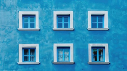 Fototapeta premium Wall with Blue Windows