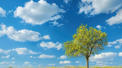 Obraz premium Useful background Tree against blue sky with clouds