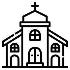 church. vector single icon with a dashed line style. suitable for any purpose. for example: website design, mobile app design, logo, etc.