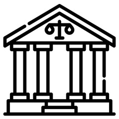 courthouse. vector single icon with a dashed line style. suitable for any purpose. for example: website design, mobile app design, logo, etc.