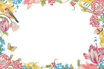 Vintage floral frame png, remixed from the 18th-century artworks from the Smithsonian archive.