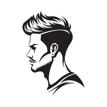 Quiff men hair Vector Image.  Hairstyle Stock vector Illustrations isolated on white background