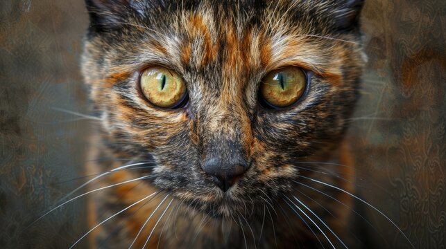 Tortoiseshell cat close-up - Powered by Adobe