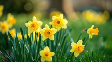 Obraz premium Yellow Daffodils in a Meadow