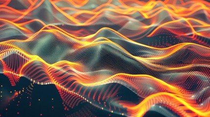 Obraz premium Abstract Orange and Yellow Digital Wave