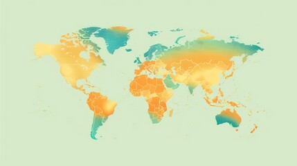 Naklejka premium World Map in Gradient Colors