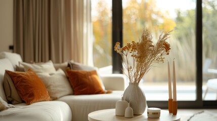 Cozy Living Room with Autumnal Decor