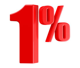 1 Percent Off Sale Red Number 3D