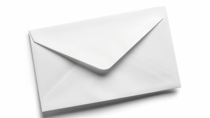 White envelope on white background with clipping path