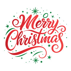 Merry Christmas. Hand drawn text with elements. Vector illustration white backround