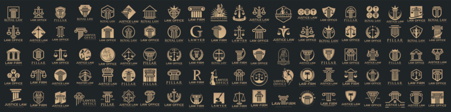 Law logo collection with creative element , justice logo big set . Vector illustration