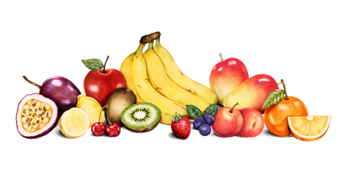 Fresh summer fruits assorted png organic illustration - Powered by Adobe