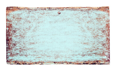 Png blue painted wooden sign, isolated object, transparent background