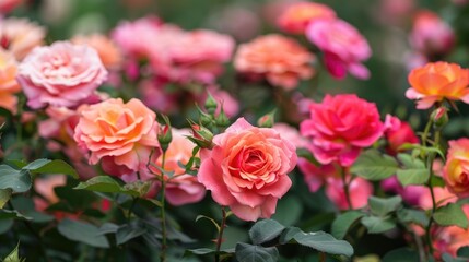 Vibrant blooming roses