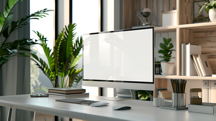 Modern Home Office with Greenery