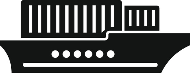 Simple cargo ship carrying container for delivery service icon in black