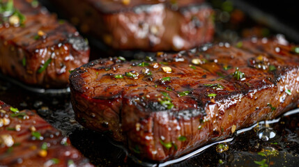  The steak is allowed to marinate for at least 30 minutes, allowing the honey to penetrate and flavor the meat.