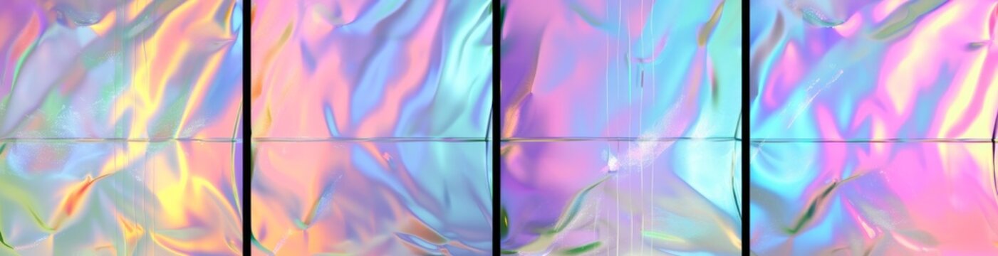 This set of seamless unicorn holographic light crystal patterns textures is backed with an iridescent rainbow hologram glass material.