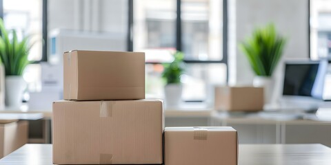 Organizing Cardboard Boxes Packing Lightroom Accessories for Relocation. Concept Packing Tips, Moving Preparation, Organizational Strategies