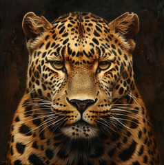 Obraz premium arabian leopard, graceful, powerful expression in forest