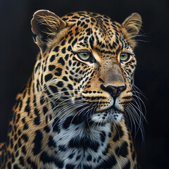 Obraz premium arabian leopard, graceful, powerful expression in forest