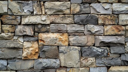 Fototapeta premium Wall with Stone Blocks Chipped Cement and Space for Text