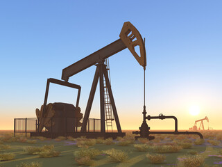 Erd&ouml;lpumpen in einer Landschaft