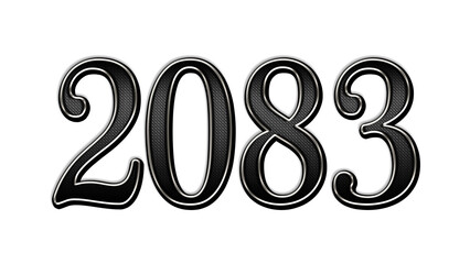black metal 3d design of number 2083 on white background.