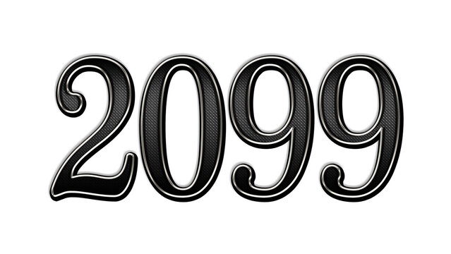 black metal 3d design of number 2099 on white background.