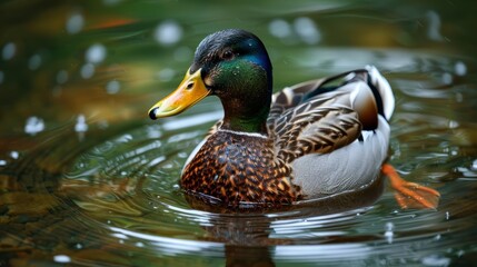 Fototapeta premium Tufted duck floating in a summer pond