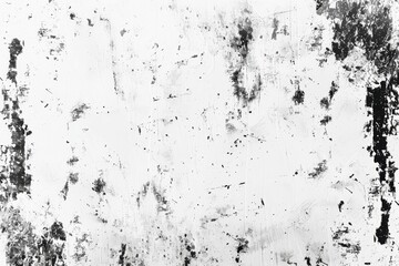 Fototapeta premium Black and white grunge background with cracks, chips, dots, isolated on transparent background.