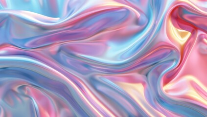 Stunning abstract fluid neon curved wave with iridescent holographic effect. Stock photo.