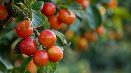 Jujube fruit growing on a tree branch