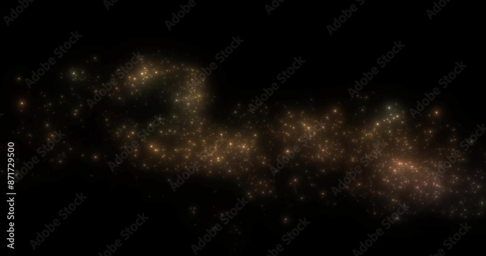 Wall mural golden glittering christmas on black background floating with bokeh, gold holiday happy new year