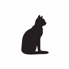 black silhouette of a cat simple illustration in white background