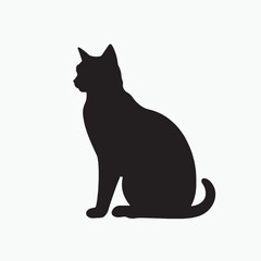 black silhouette of a cat simple illustration in white background