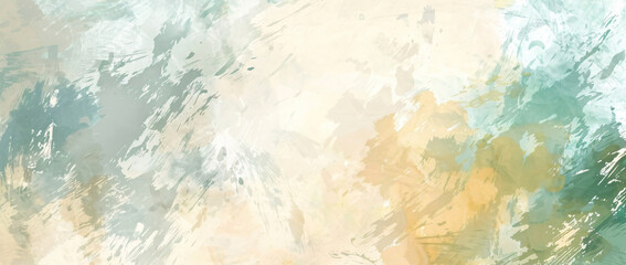 Fototapeta premium abstract background with colorful brush strokes and splash, beige color palette, white space in the center of the composition, soft light, high resolution, illustration, digital art