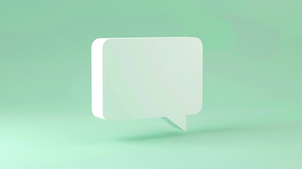 Fototapeta premium Mint green background featuring a slim white square blank speech bubble, ready for text.