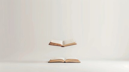 Minimalistic school banner with two open books on white background, clean and bright design