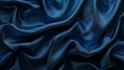 Obraz premium Abstract and elegant panoramic banner for fashion wallpaper or backdrop. Soft fabric ocean blue texture background.