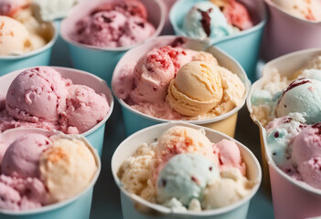 colorful and delicious ice cream in an ice cream container, isolated on white background, ad shot