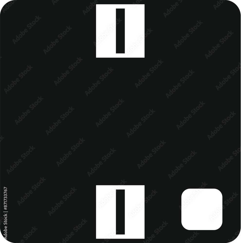 Poster black floppy disk icon representing saving data in simple style for any web design