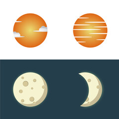 Vector illustration of the sun and moon