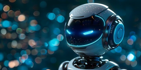 Helpful Virtual Assistant Chatbot on a Futuristic Website Interface with Glowing Digital Sphere