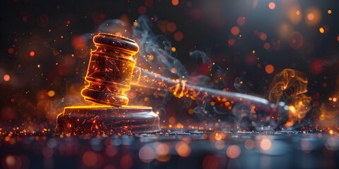 Exciting Online Auction with Digital Gavel and Bids Displayed E Commerce and Business Concept