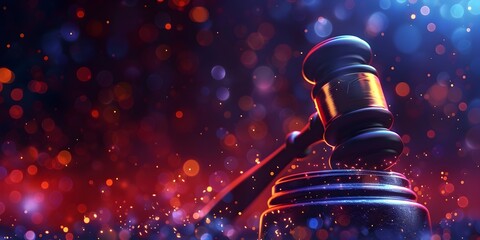 Competitive Online Auction Event with Gavel and Digital Bids Displayed for E Commerce and Business Concept