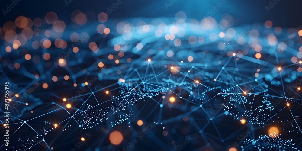 Poster global business network interconnected nodes across a digital world map abstract technological visua