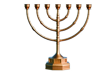 Antique bronze menorah on transparent background. 3D Render