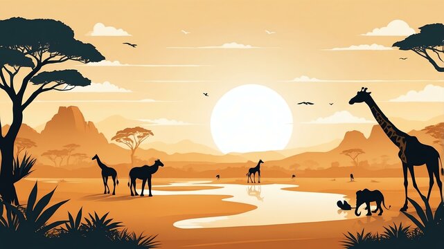 Fototapeta safari themed wallpaper for presentations and offices background
